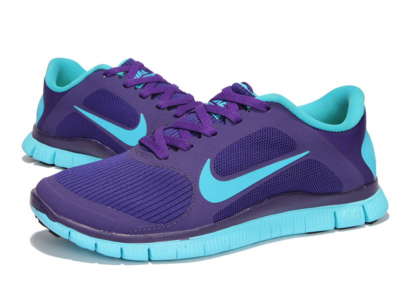 Hot Nike Free4.0 Women Shoes Cyan/Indigo
